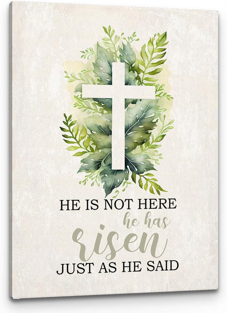 He Is Risen Wall Art 11x14” – Christian Easter Canvas Poster for Home, Room & Office Decor
